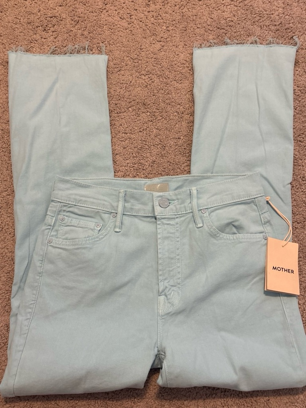 MOTHER Straight Leg Jeans in Pale Mint